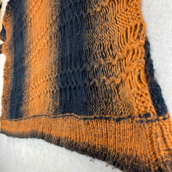 ZARIA Womens S Wool Blend Orange Black Ombre Knit Short Sleeve Oversized Sweater - Picture 4 of 11